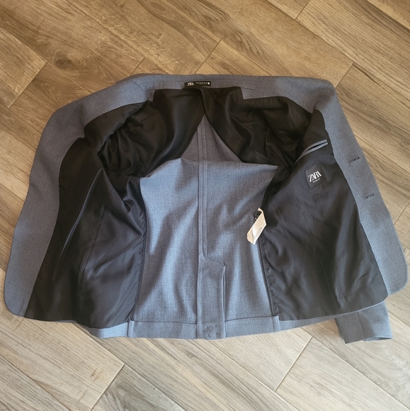 Blue textured two button relaxed fit Zara mens nwot blazer size 36 - Picture 13 of 14